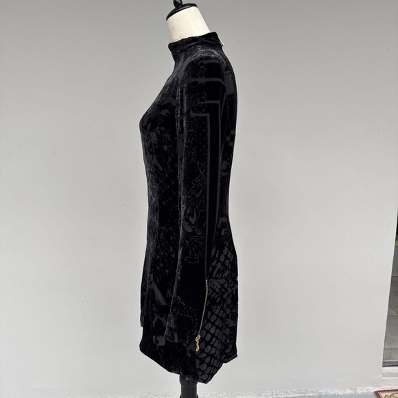 Balmain Paris Black Velvet Burnout Baroque Mini Dress Size 40 Bodycon – READ - Picture 5 of 10